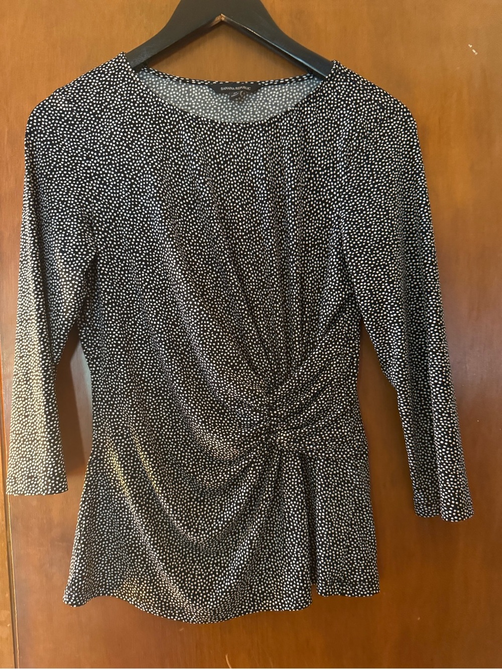 Banana Republic Black and White Twist-Front Long Sleeve Top